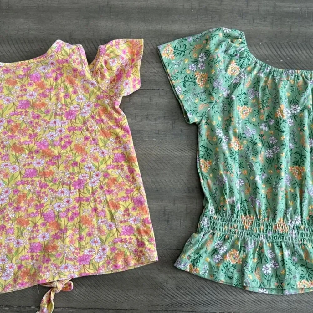 Children's Place Girls Size Medium 7/8 Blouse Lot of 2 Floral Tie front